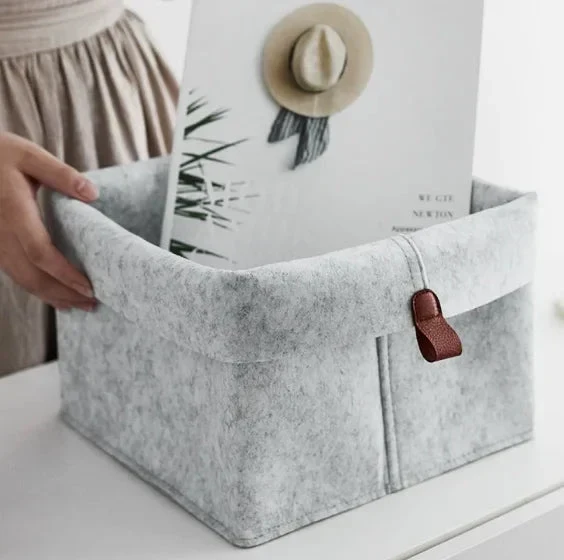 Feltora™ | Stilvolle Filz-Aufbewahrungsbox mit Deckel & Ledergriff