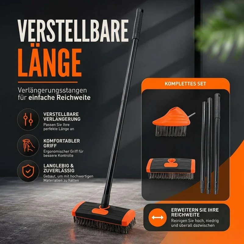 GroutPro™ | Fugenbürste 3-in-1 mit Teleskopstiel