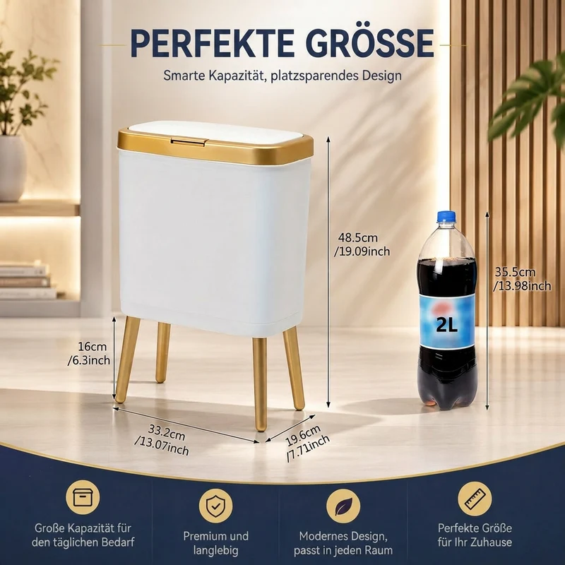 CleanBin™ | Mülleimer 15L mit Klappdeckel, geruchsdicht