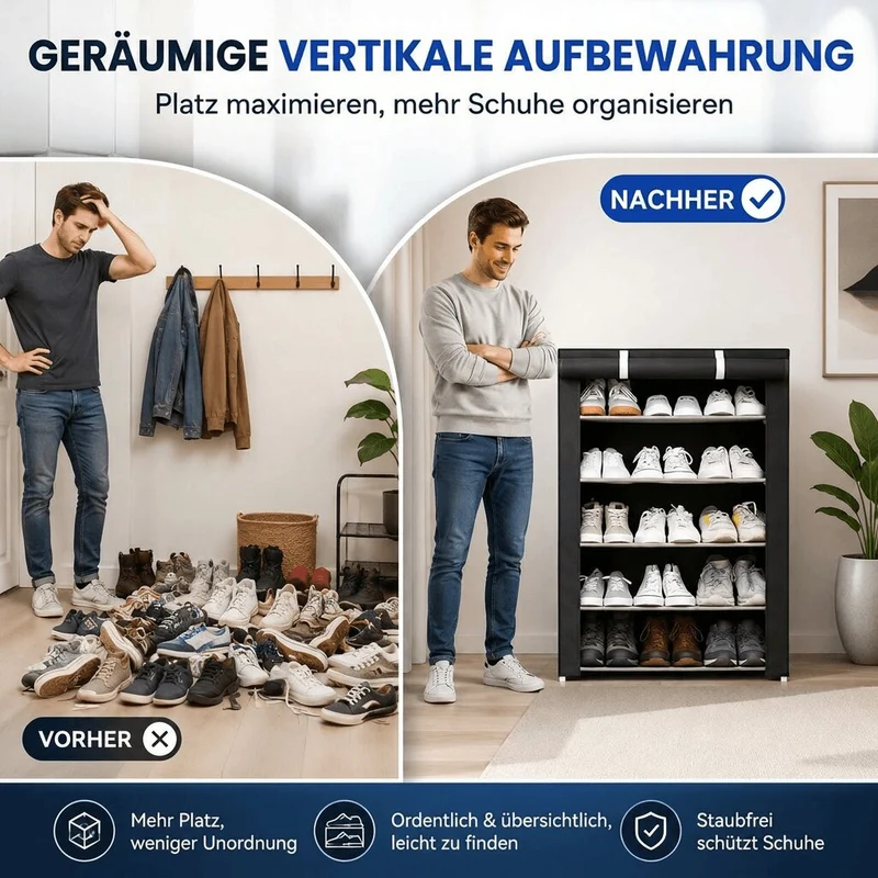 ShoeVault™ | Schuhschrank mit Staubschutz
