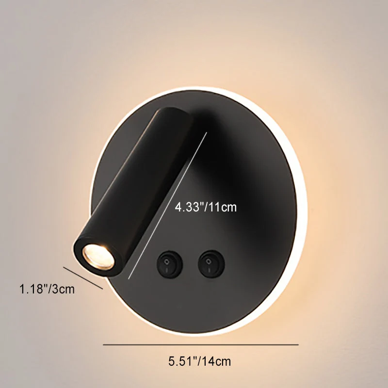 Skanto | Moderne minimalistische rechteckige runde Eisen-Aluminium-LED-Wandleuchte für Schlafzimmer