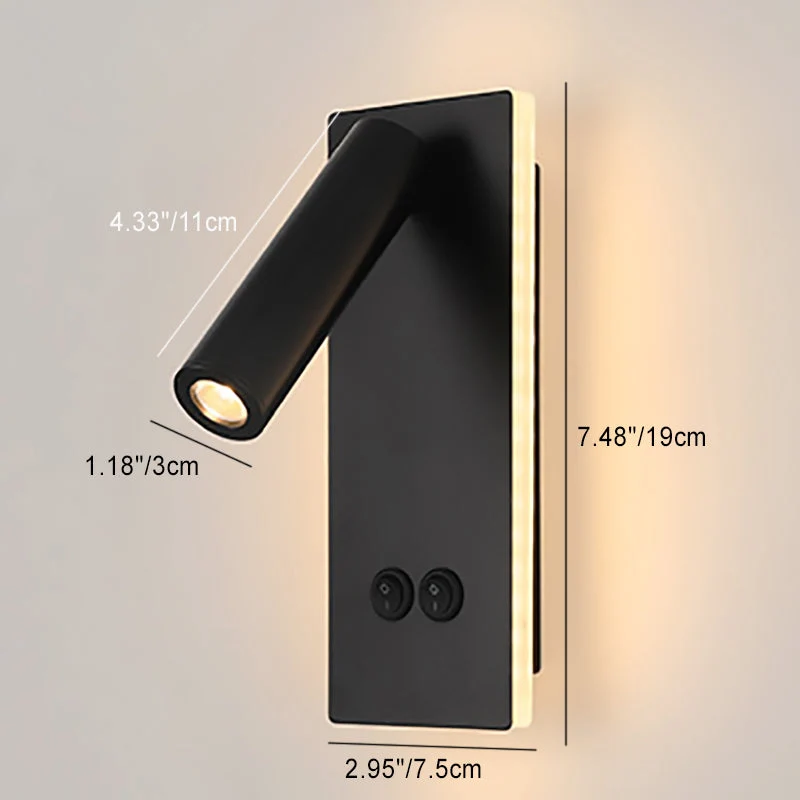 Skanto | Moderne minimalistische rechteckige runde Eisen-Aluminium-LED-Wandleuchte für Schlafzimmer