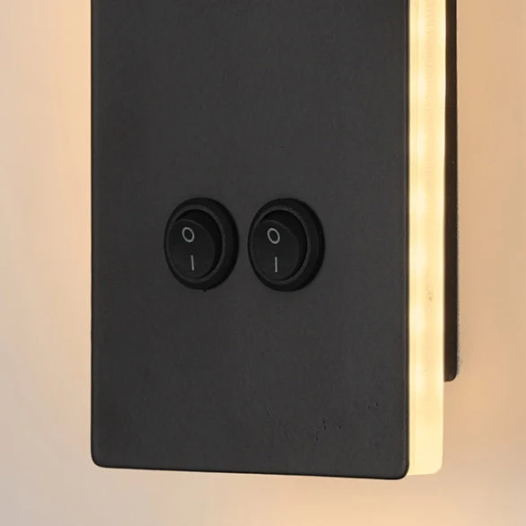 Skanto | Moderne minimalistische rechteckige runde Eisen-Aluminium-LED-Wandleuchte für Schlafzimmer