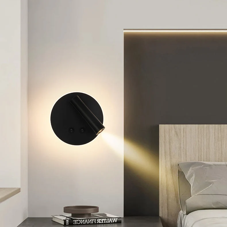 Skanto | Moderne minimalistische rechteckige runde Eisen-Aluminium-LED-Wandleuchte für Schlafzimmer