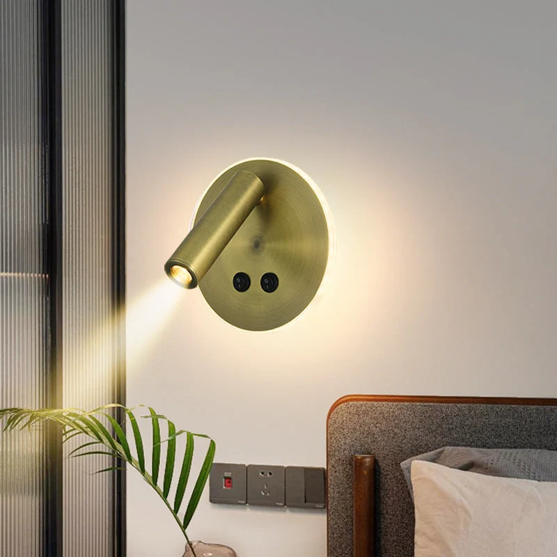 Skanto | Moderne minimalistische rechteckige runde Eisen-Aluminium-LED-Wandleuchte für Schlafzimmer