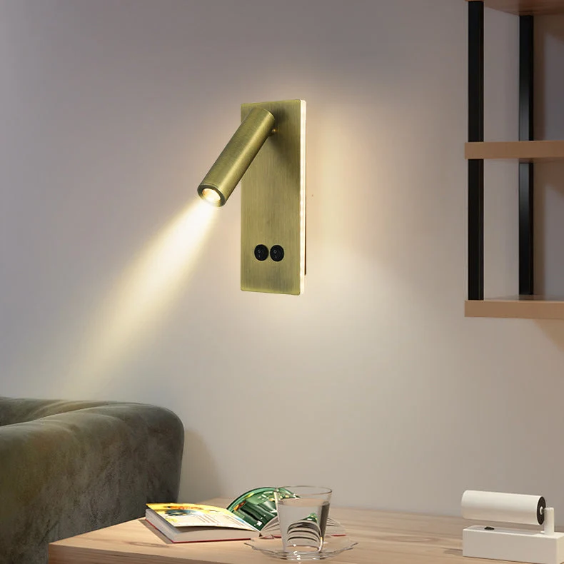 Skanto | Moderne minimalistische rechteckige runde Eisen-Aluminium-LED-Wandleuchte für Schlafzimmer