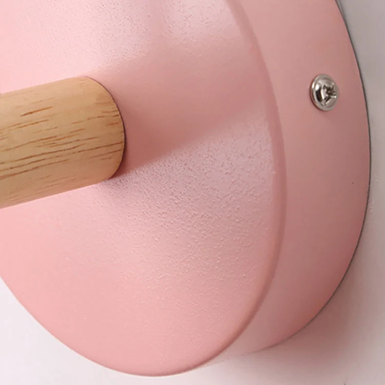 Skanto | Moderne minimalistische runde Horn-Aluminium-Holz-1-Flammen-Wandleuchte für Schlafzimmer