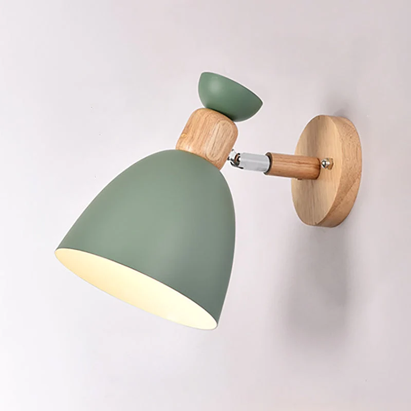 Skanto | Moderne minimalistische runde Horn-Aluminium-Holz-1-Flammen-Wandleuchte für Schlafzimmer