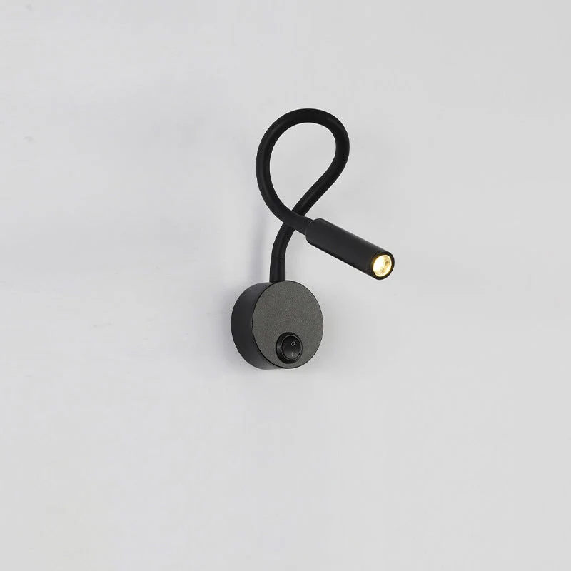 Skanto | Moderne minimalistische runde Wandleuchte aus Eisen mit flexiblem Biegerohr LED-Leselampe für das Schlafzimmer