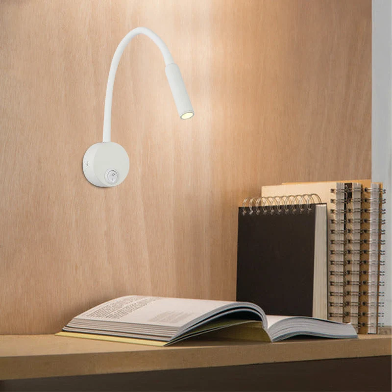 Skanto | Moderne minimalistische runde Wandleuchte aus Eisen mit flexiblem Biegerohr LED-Leselampe für das Schlafzimmer