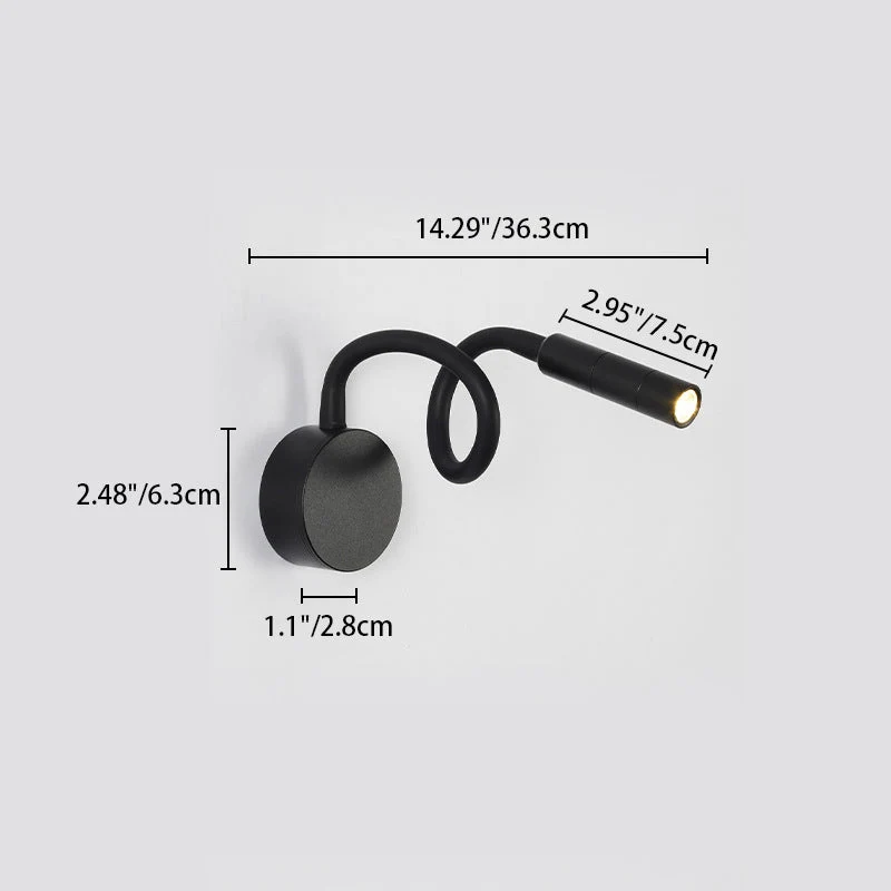 Skanto | Moderne minimalistische runde Wandleuchte aus Eisen mit flexiblem Biegerohr LED-Leselampe für das Schlafzimmer