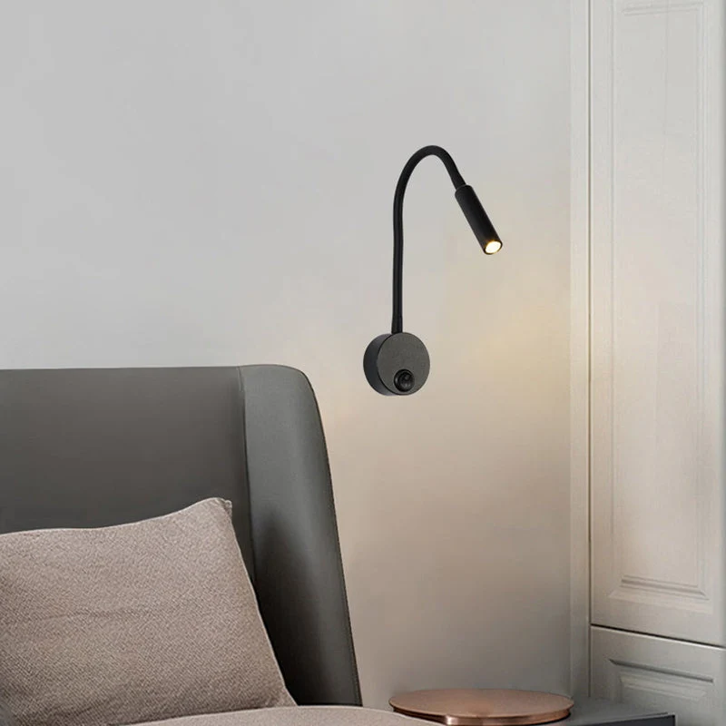 Skanto | Moderne minimalistische runde Wandleuchte aus Eisen mit flexiblem Biegerohr LED-Leselampe für das Schlafzimmer