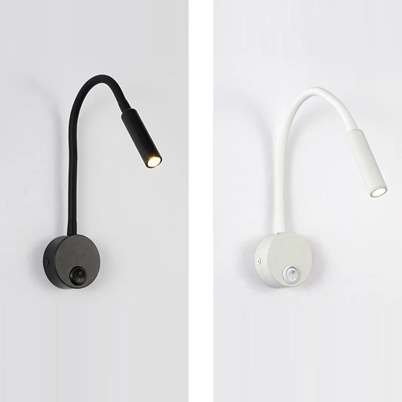 Skanto | Moderne minimalistische runde Wandleuchte aus Eisen mit flexiblem Biegerohr LED-Leselampe für das Schlafzimmer