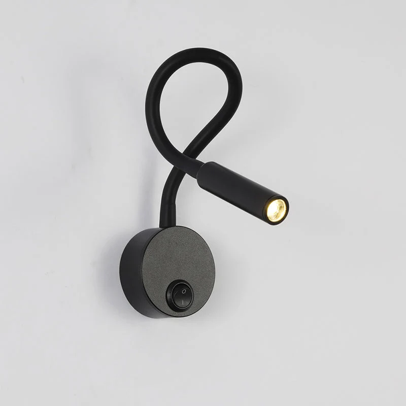 Skanto | Moderne minimalistische runde Wandleuchte aus Eisen mit flexiblem Biegerohr LED-Leselampe für das Schlafzimmer