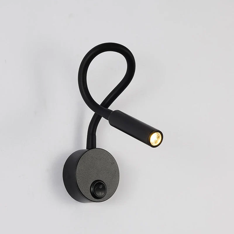 Skanto | Moderne minimalistische runde Wandleuchte aus Eisen mit flexiblem Biegerohr LED-Leselampe für das Schlafzimmer