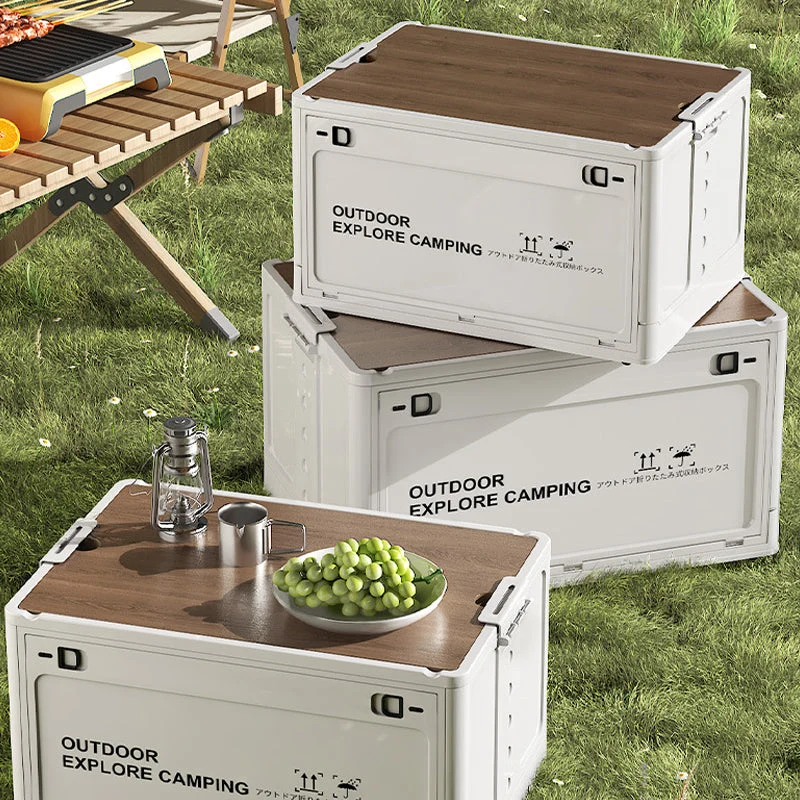 PackNest™ | Faltbare 30L Aufbewahrungsbox mit Holzdeckel