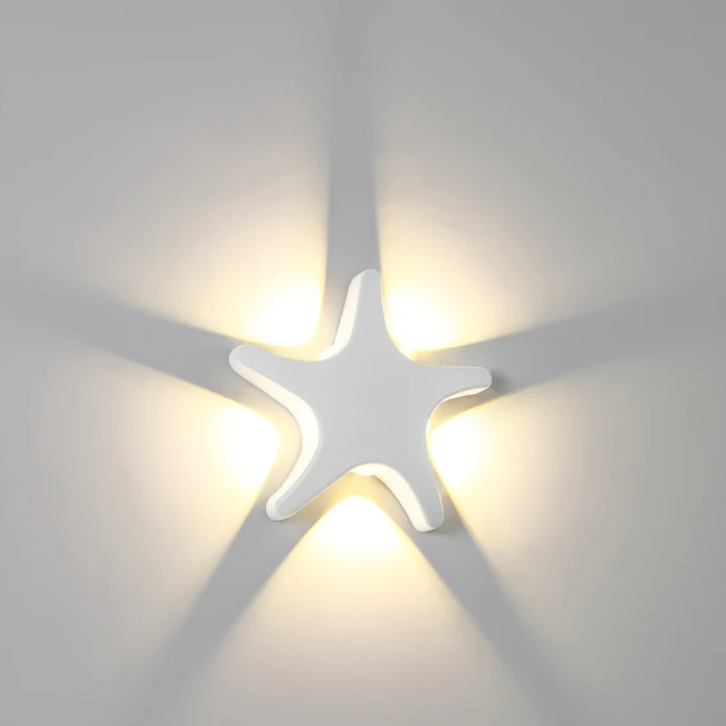 Skanto | Zeitgenössische schlichte LED-Wandleuchte im Seestern-Design aus Aluminium, wasserdicht für die Terrasse im Außenbereich