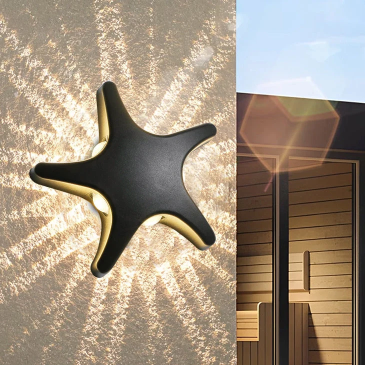 Skanto | Zeitgenössische schlichte LED-Wandleuchte im Seestern-Design aus Aluminium, wasserdicht für die Terrasse im Außenbereich