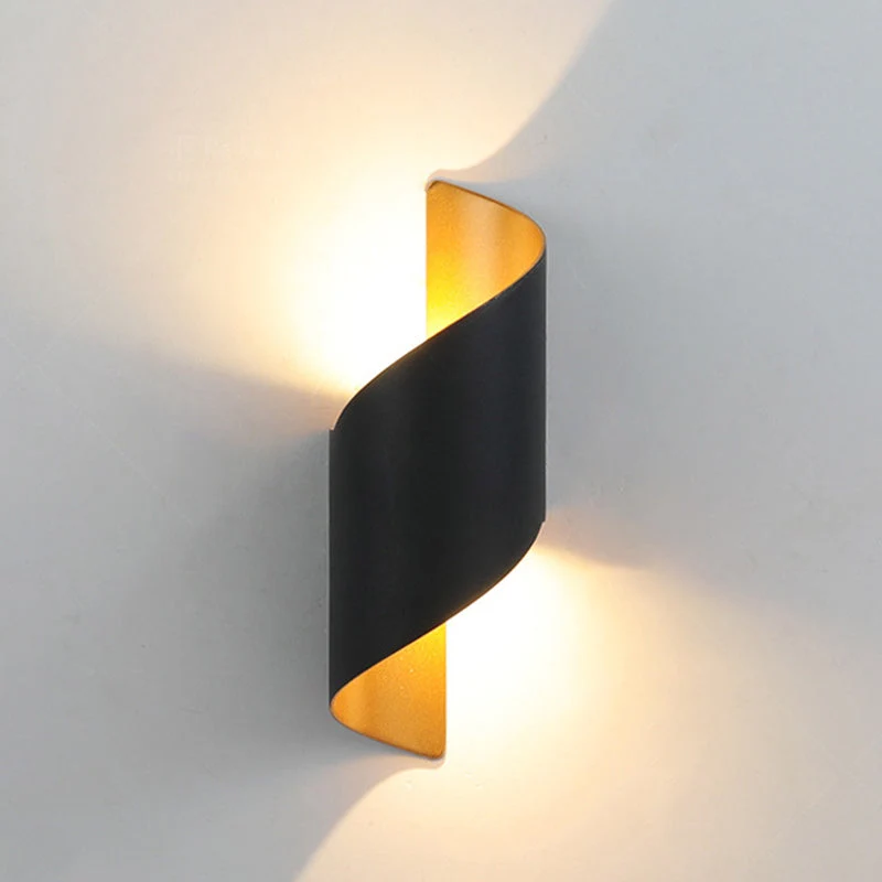 Skanto | Moderne minimalistische wasserdichte spiralförmige LED-Wandleuchte aus Aluminium und Acryl für das Schlafzimmer