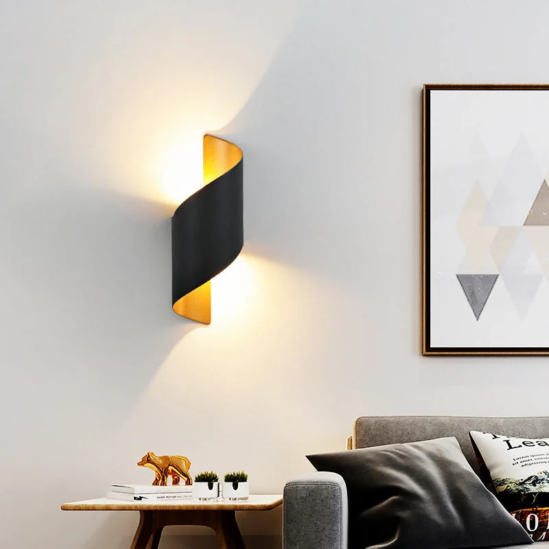 Skanto | Moderne minimalistische wasserdichte spiralförmige LED-Wandleuchte aus Aluminium und Acryl für das Schlafzimmer