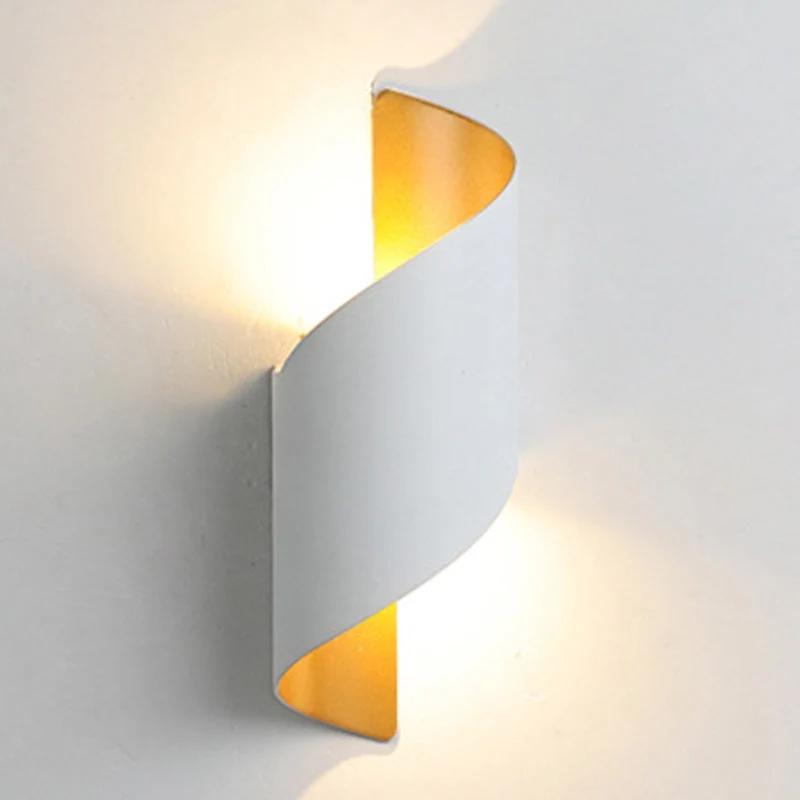 Skanto | Moderne minimalistische wasserdichte spiralförmige LED-Wandleuchte aus Aluminium und Acryl für das Schlafzimmer