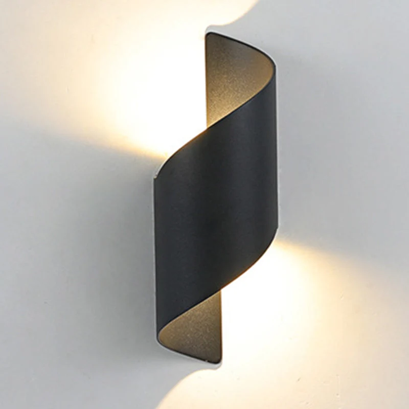Skanto | Moderne minimalistische wasserdichte spiralförmige LED-Wandleuchte aus Aluminium und Acryl für das Schlafzimmer