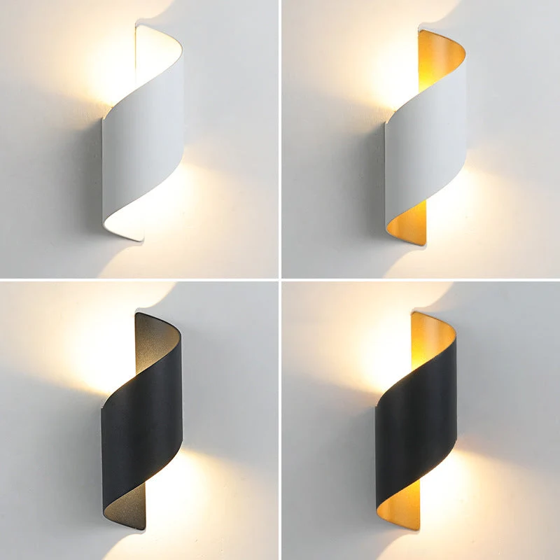 Skanto | Moderne minimalistische wasserdichte spiralförmige LED-Wandleuchte aus Aluminium und Acryl für das Schlafzimmer