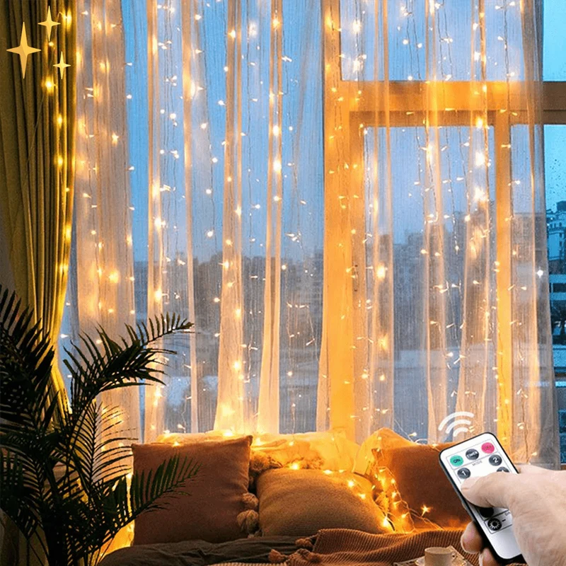 Skanto | Lichtervorhang mit Fernbedienung und beweglichem Licht für eine warme, sichere Atmosphäre zu Hause