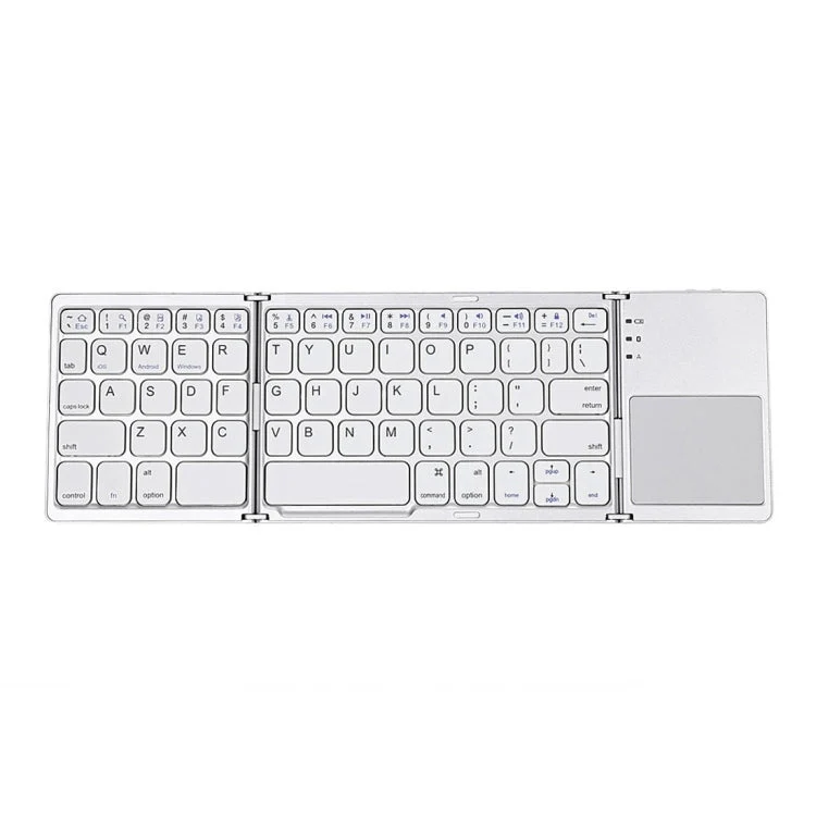Skanto | B033 Wiederaufladbare 3-fach faltbare 64-Tasten Bluetooth Wireless Tastatur mit Touchpad (Silber)