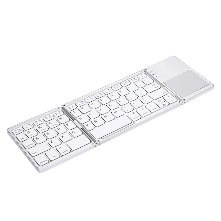 Skanto | B033 Wiederaufladbare 3-fach faltbare 64-Tasten Bluetooth Wireless Tastatur mit Touchpad (Silber)