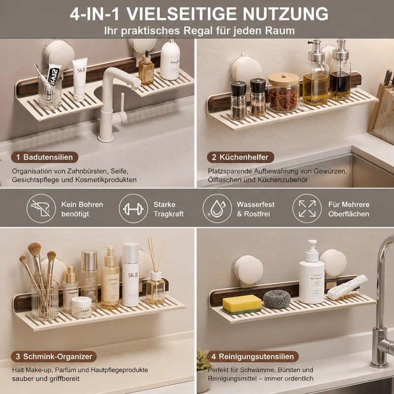 BathShelf™ | Bohrfreies Badezimmerregal mit Saugnapf