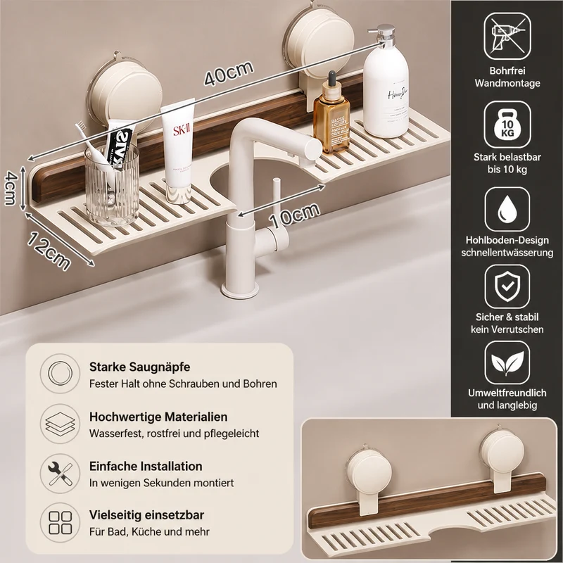 BathShelf™ | Bohrfreies Badezimmerregal mit Saugnapf