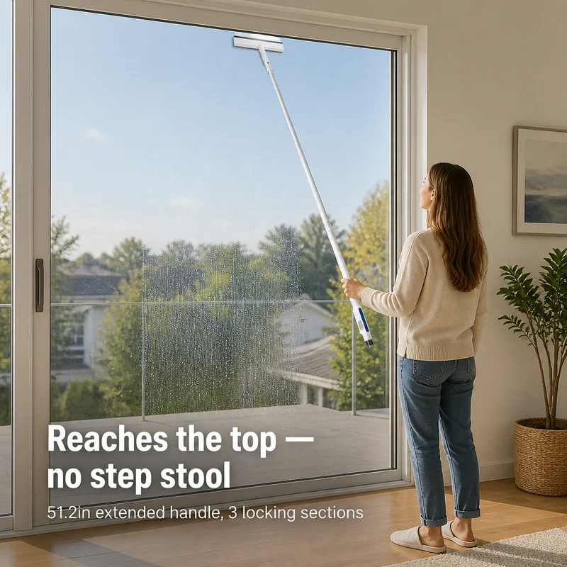 CrystalClean™ | Fensterwischer mit Sprühfunktion & Teleskopstiel