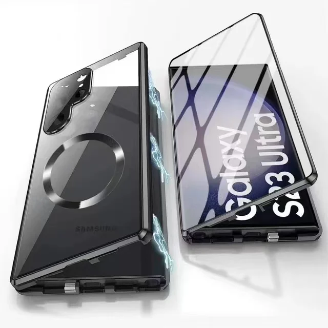Skanto | Metall-Aluminiumlegierung 360 Hülle mit Sicherheitsverschluss für Samsung Galaxy S24-S23 Serie