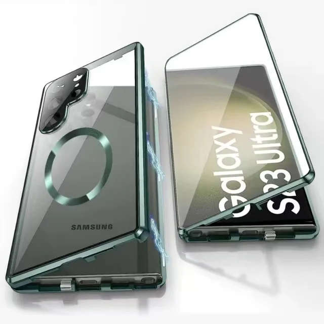 Skanto | Metall-Aluminiumlegierung 360 Hülle mit Sicherheitsverschluss für Samsung Galaxy S24-S23 Serie