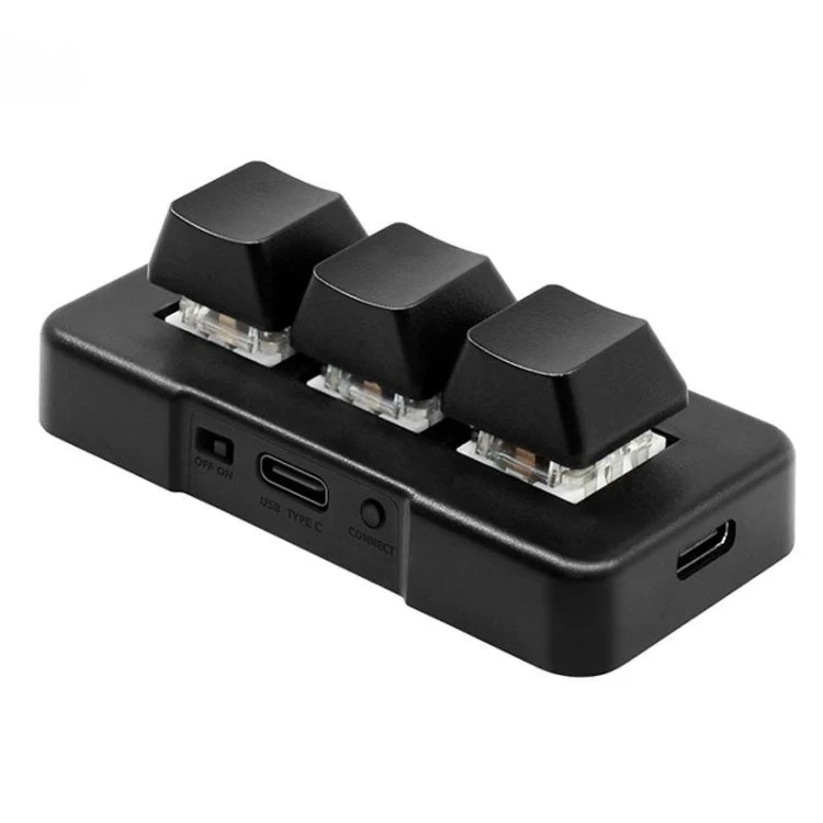 Skanto | MK321BT Bluetooth 5.1 3 Tasten Anpassbare Gaming-Office PS Clip Makro-Programmier-Tastatur (Schwarz)