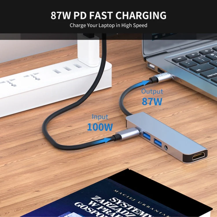 Skanto | ENKAY Hatt-Prince 5-in-1 Type-C Hub 4K HDMI Konverter Dockingstation 3.5mm Audio Klinkenadapter