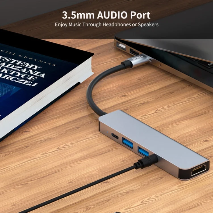 Skanto | ENKAY Hatt-Prince 5-in-1 Type-C Hub 4K HDMI Konverter Dockingstation 3.5mm Audio Klinkenadapter