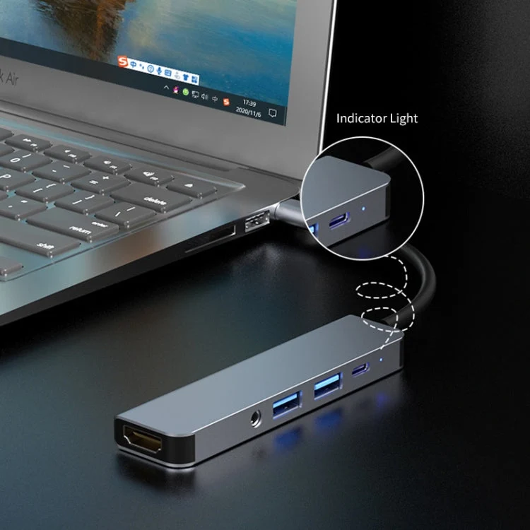 Skanto | ENKAY Hatt-Prince 5-in-1 Type-C Hub 4K HDMI Konverter Dockingstation 3.5mm Audio Klinkenadapter
