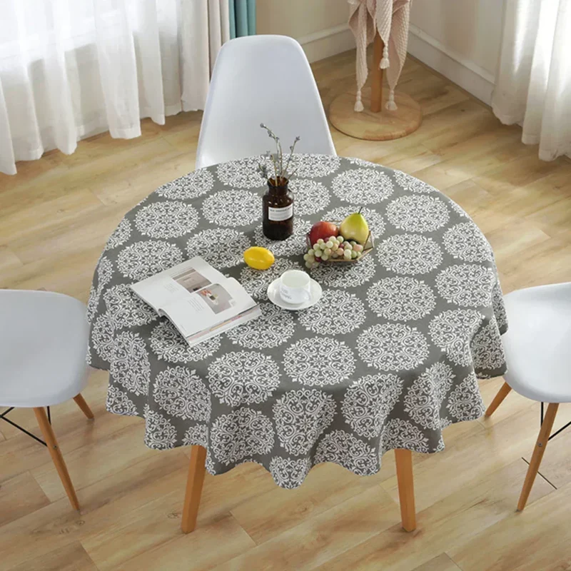 NordWeave™ | Rundes Tischtuch mit elegantem Fischgrätenmuster