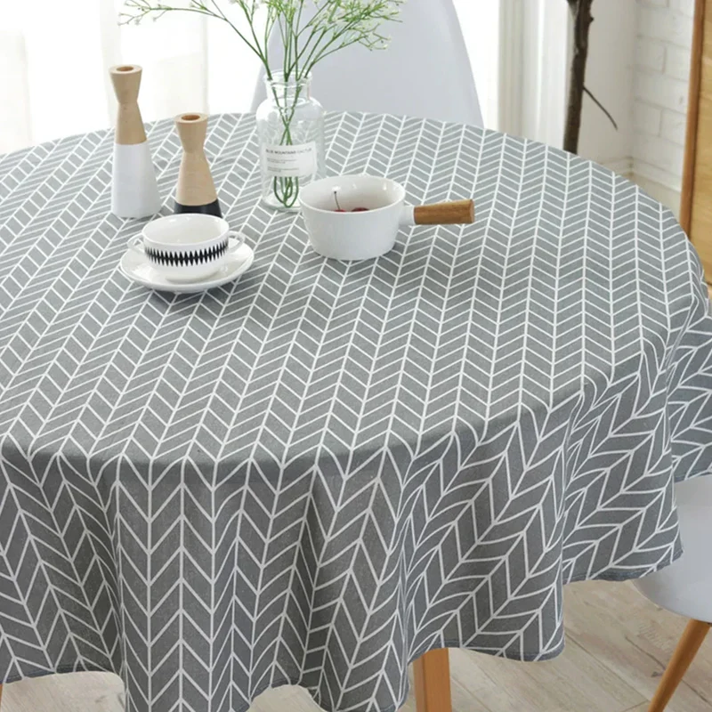 NordWeave™ | Rundes Tischtuch mit elegantem Fischgrätenmuster