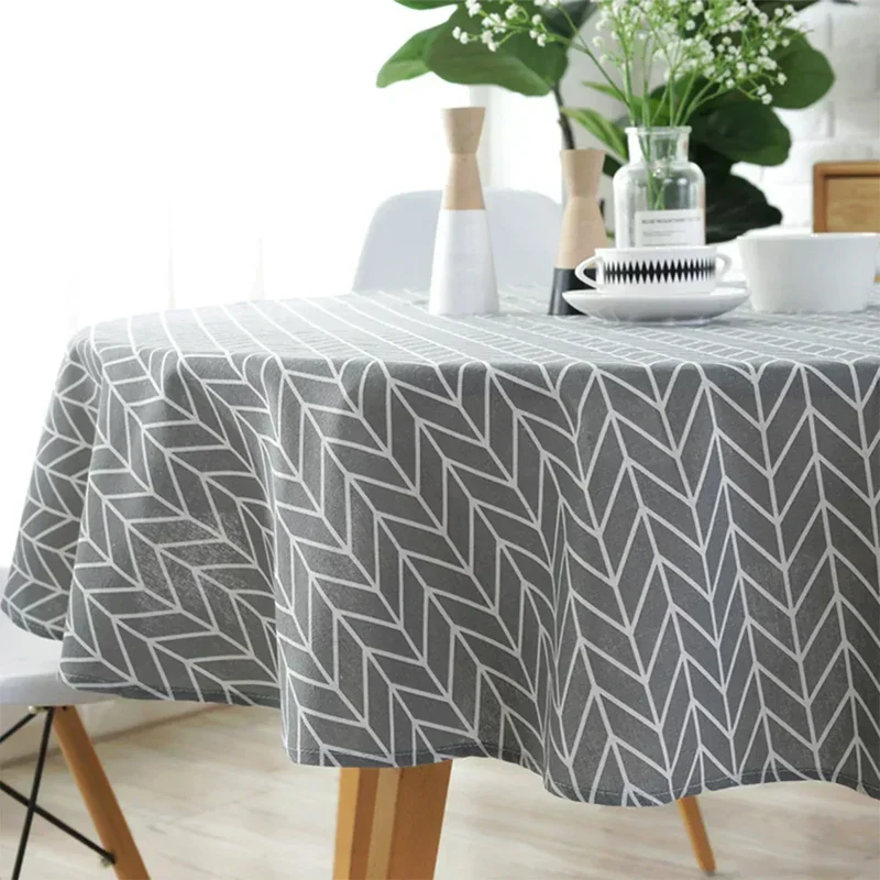 NordWeave™ | Rundes Tischtuch mit elegantem Fischgrätenmuster