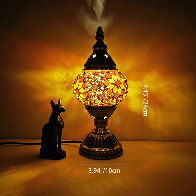 Skanto | Traditionelle Tiffany Ovale Glas Eisen 1-Flammige Tischlampe für das Wohnzimmer