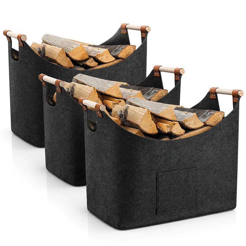 FireCarry™ | Faltbarer Filz-Holzkorb (55 L)
