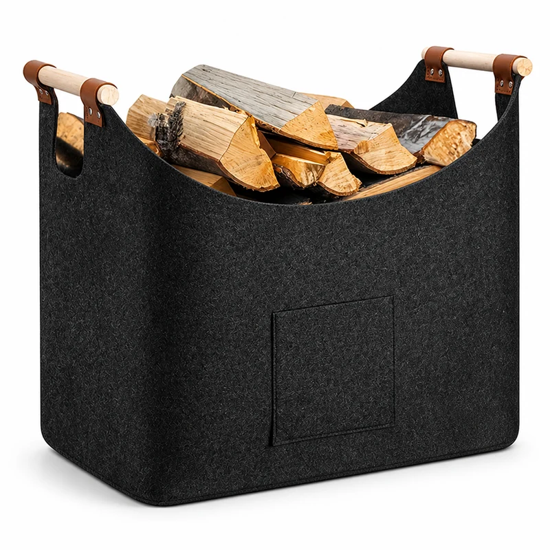 FireCarry™ | Faltbarer Filz-Holzkorb (55 L)