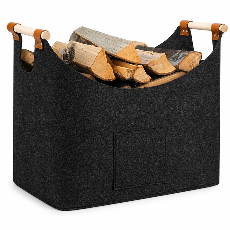 FireCarry™ | Faltbarer Filz-Holzkorb (55 L)