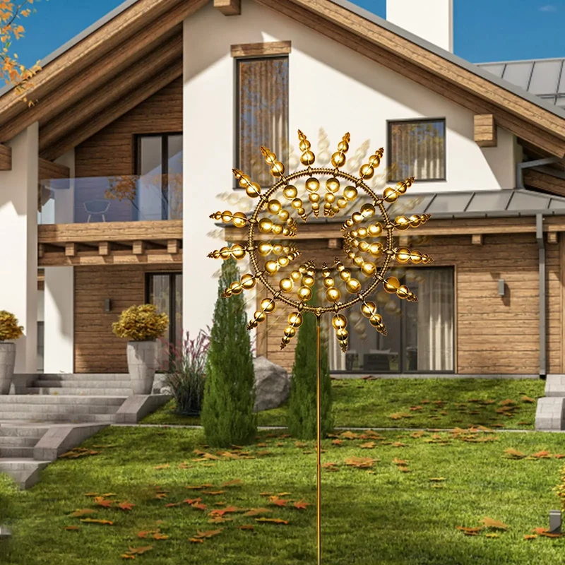 Skanto | Einzigartiger Solar-Kinetischer Metall-Windspinner – Magischer Windfänger für Terrasse, Garten, Rasen Outdoor-Dekoration