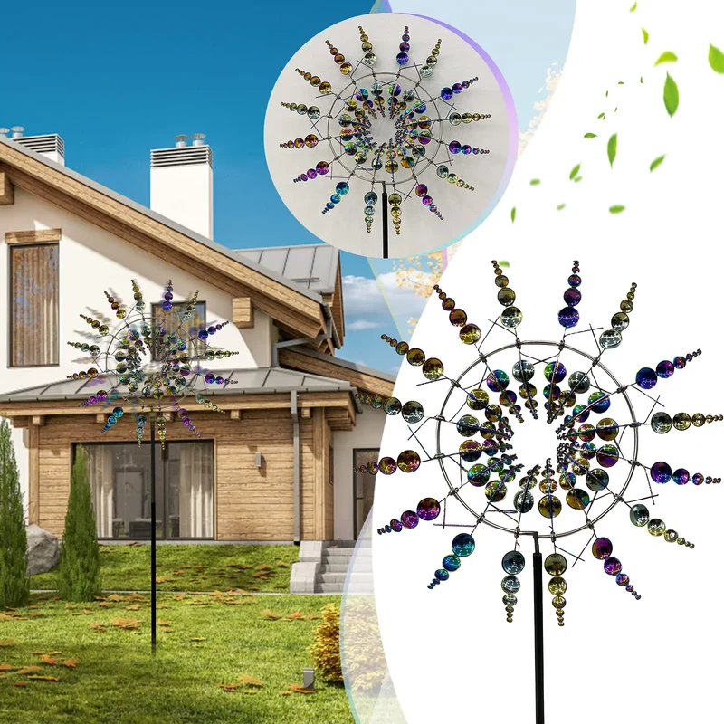 Skanto | Einzigartiger Solar-Kinetischer Metall-Windspinner – Magischer Windfänger für Terrasse, Garten, Rasen Outdoor-Dekoration