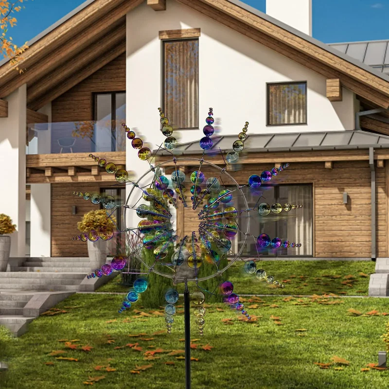 Skanto | Einzigartiger Solar-Kinetischer Metall-Windspinner – Magischer Windfänger für Terrasse, Garten, Rasen Outdoor-Dekoration