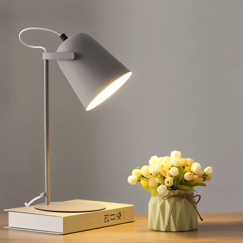 Skanto | Macaron Tischlampe - Nordische Gelbe Schreibtischlampe - Verstellbare Lampe